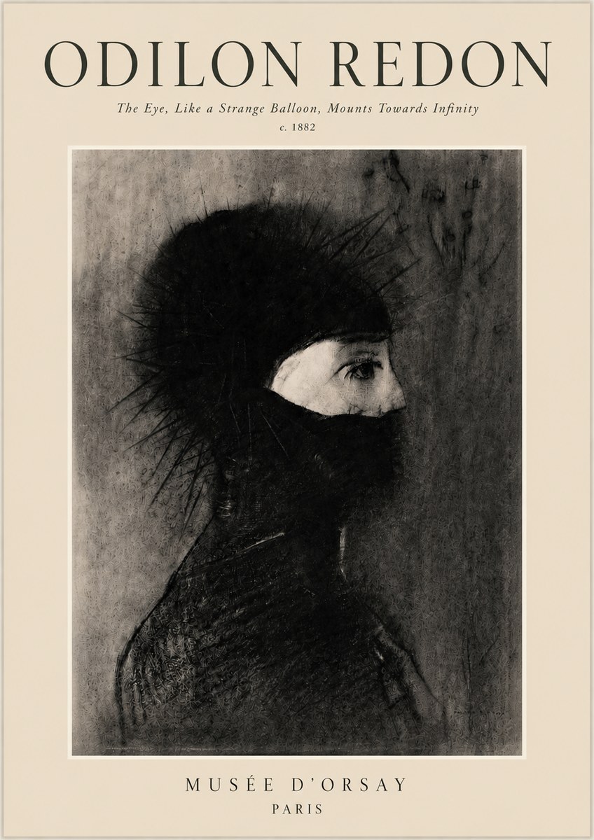 Odilon Redon The Eye, Like a Strange Balloon, Mounts Towards Infinity No3 - Affiche