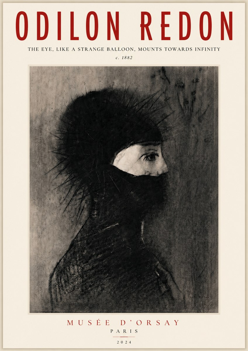 Odilon Redon The Eye, Like a Strange Balloon, Mounts Towards Infinity No5 - Affiche