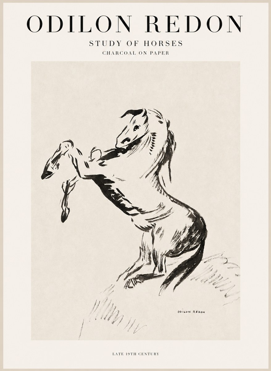 Odilon Redon Study of Horses No1 - Affiche