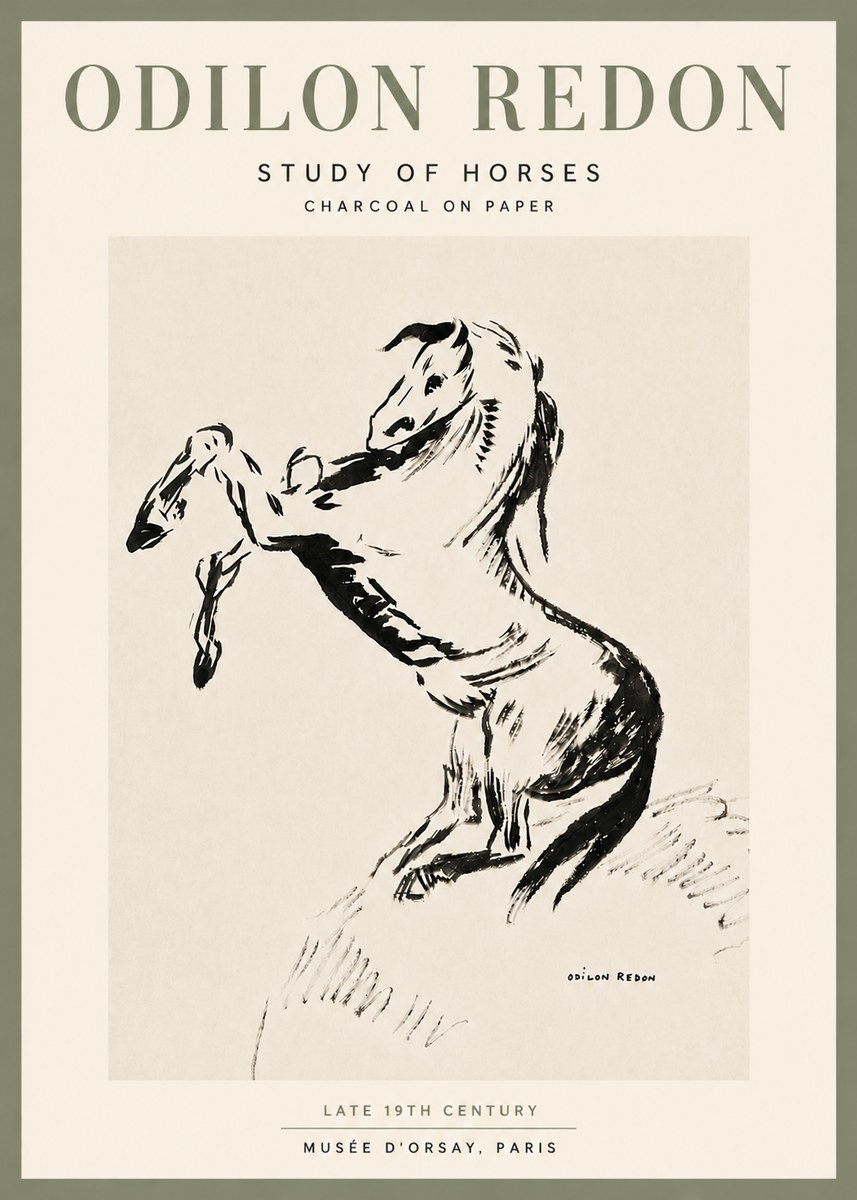 Odilon Redon Study of Horses No6 - Affiche