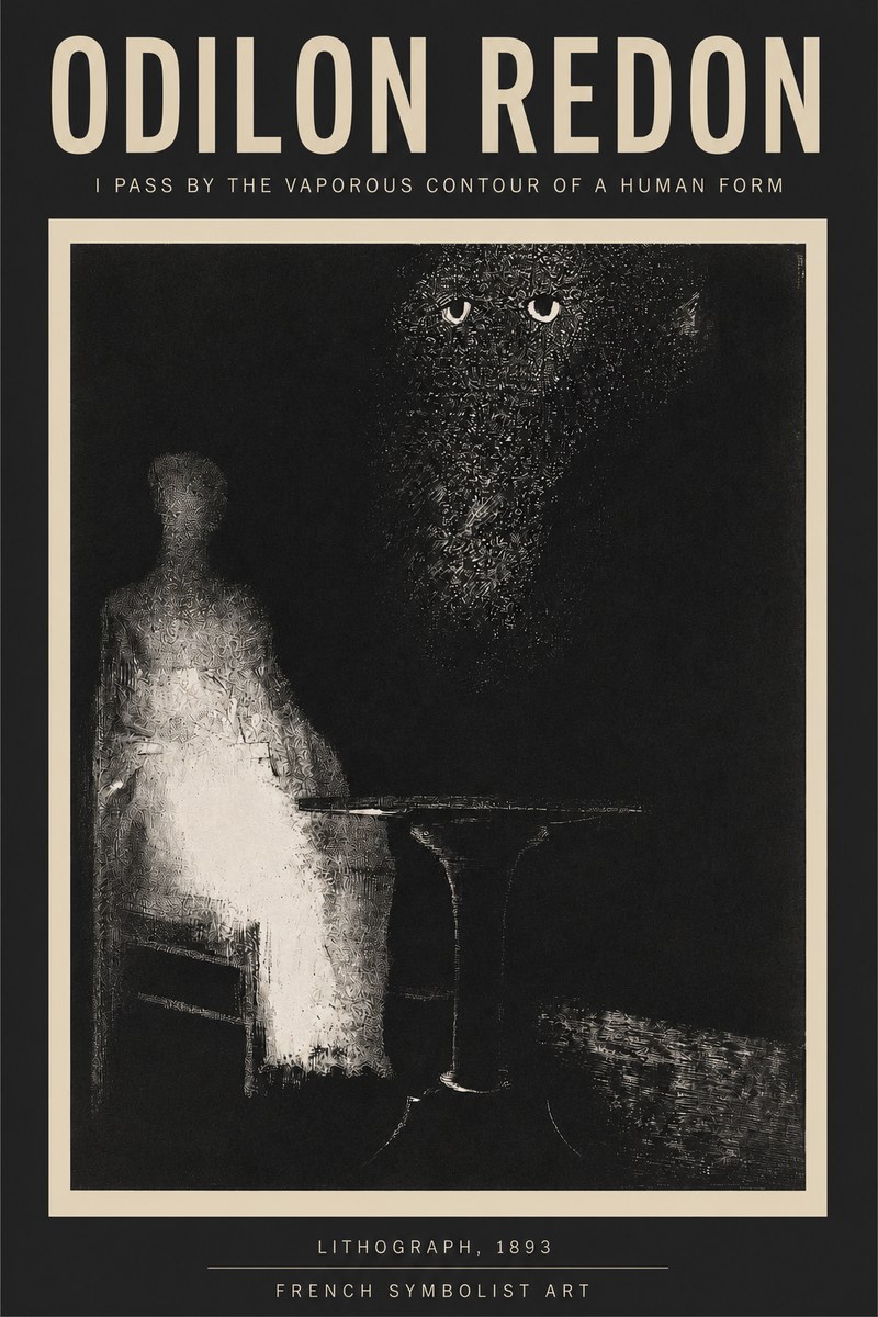 Odilon Redon I Pass by the Vaporous Contour of a Human Form No3 - Affiche