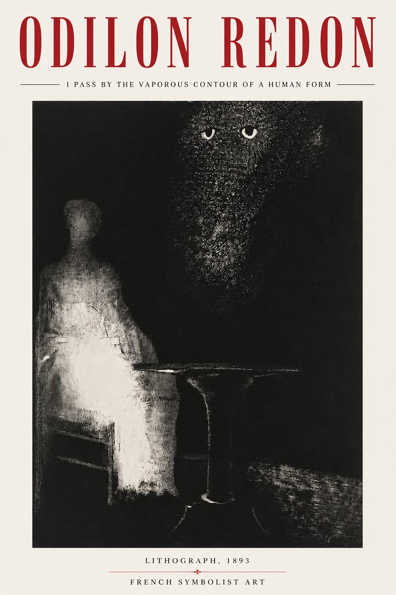 Odilon Redon I Pass by the Vaporous Contour of a Human Form No4 - Affiche