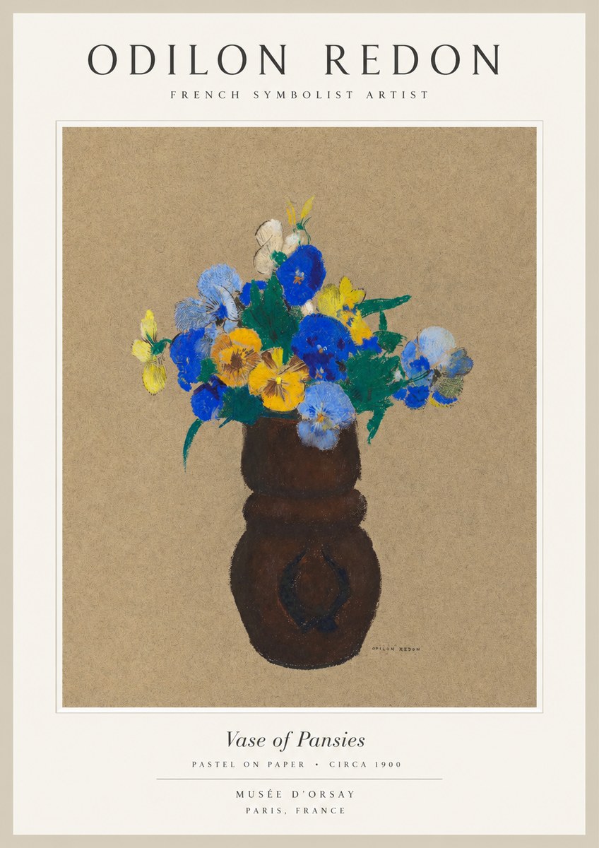 Odilon Redon Vase of Pansies No1 - Affiche