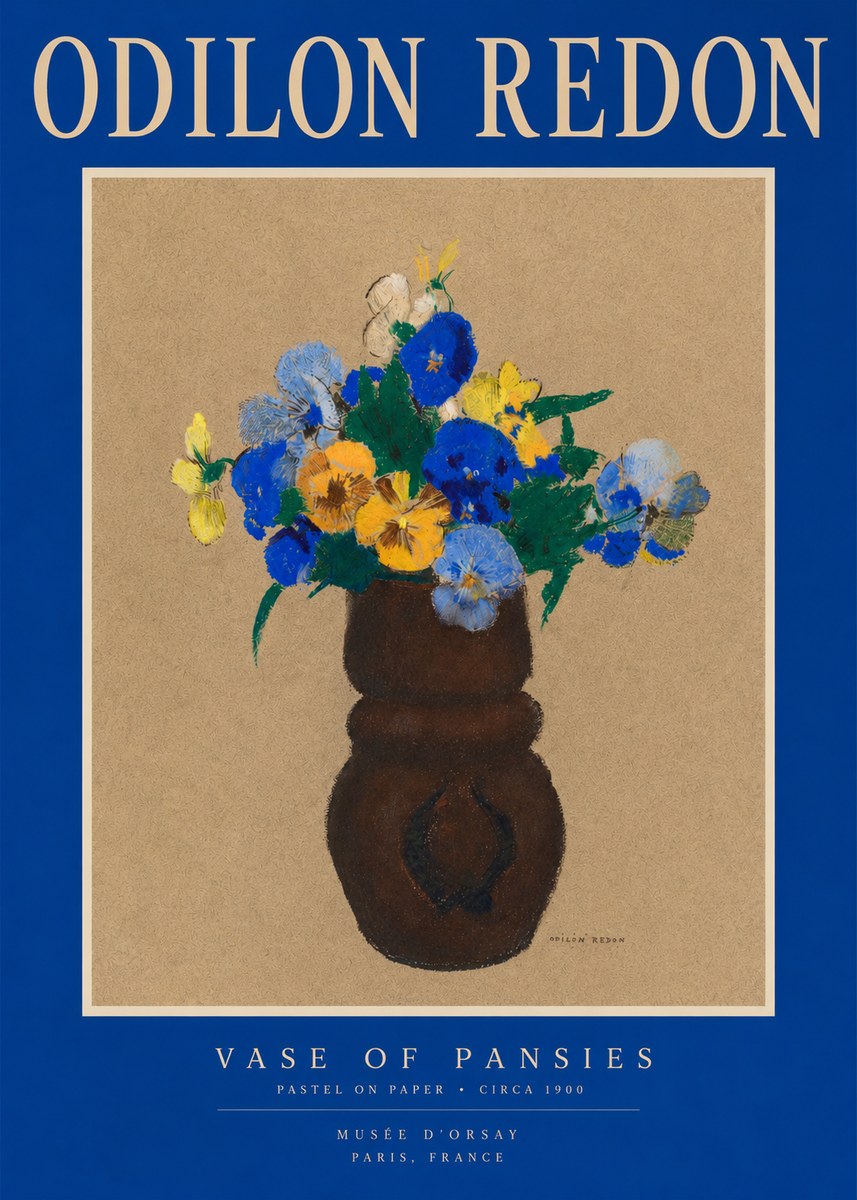 Odilon Redon Vase of Pansies No2 - Affiche