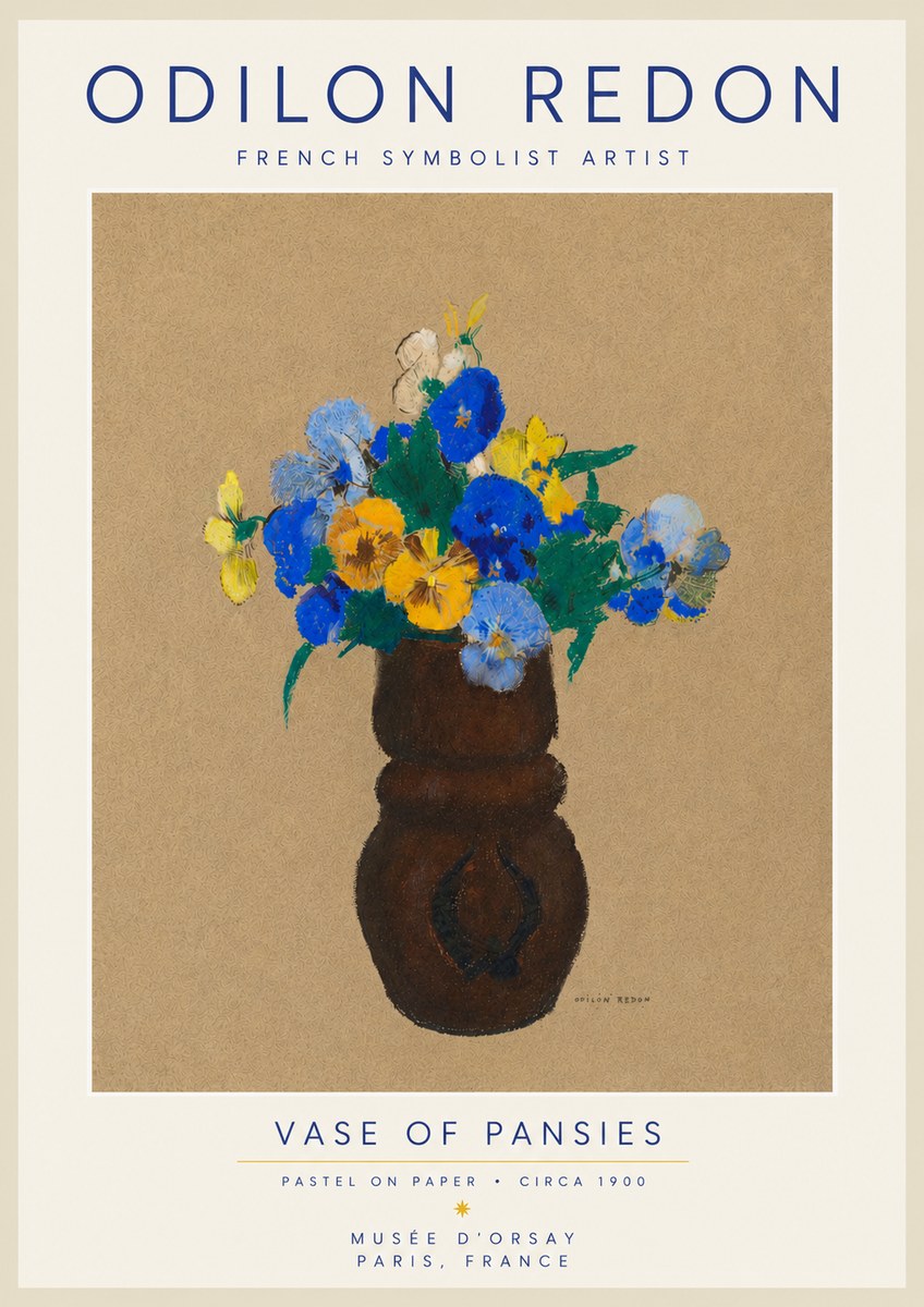 Odilon Redon Vase of Pansies No5 - Affiche