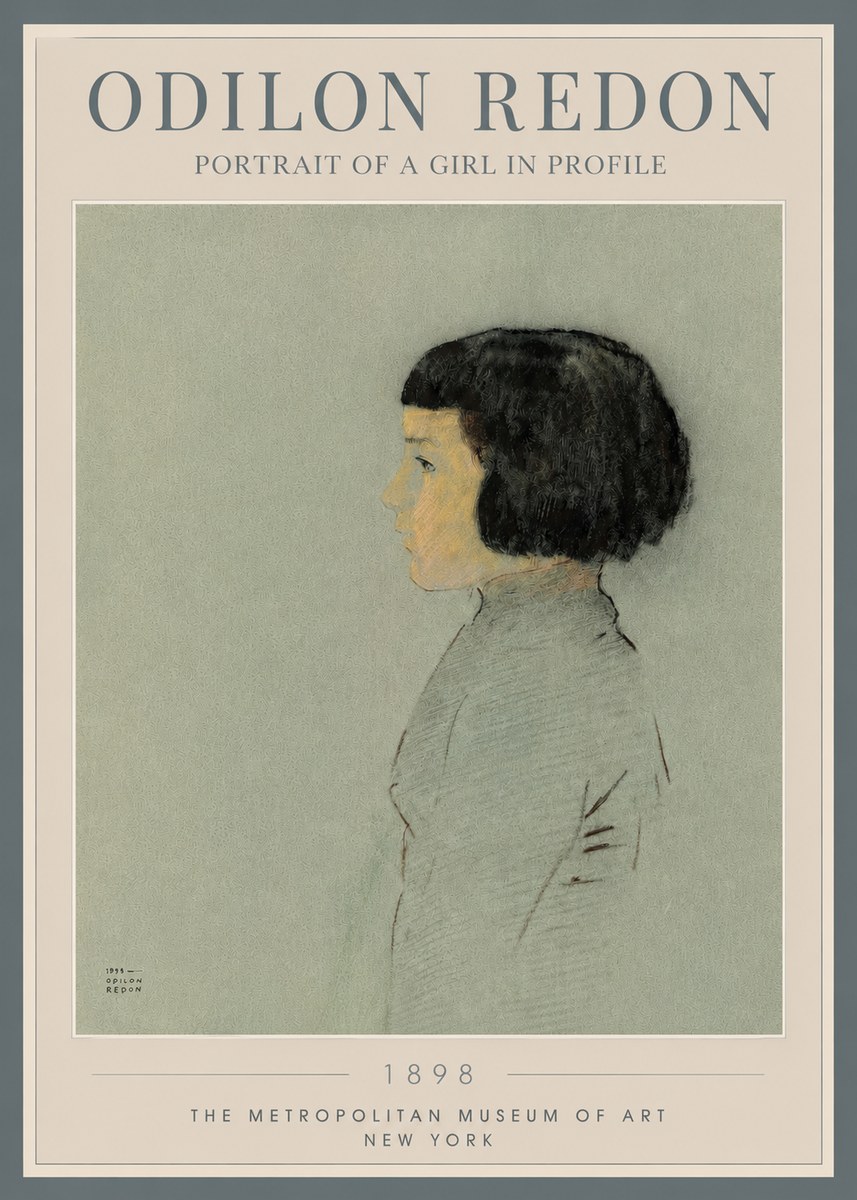 Odilon Redon Portrait of a Girl in Profile No3 - Affiche