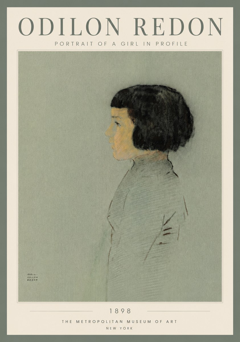 Odilon Redon Portrait of a Girl in Profile No4 - Affiche