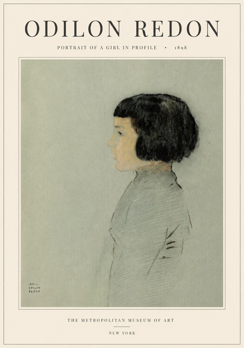 Odilon Redon Portrait of a Girl in Profile No5 - Affiche