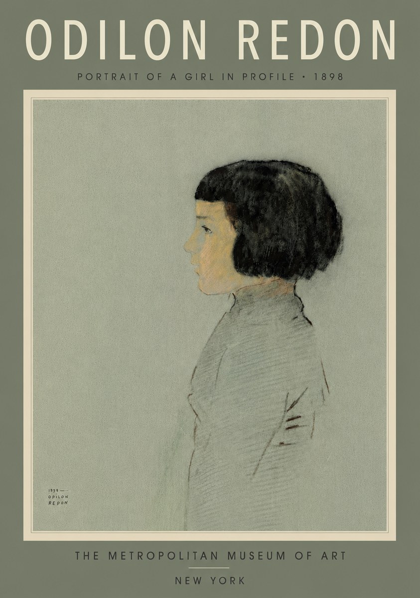 Odilon Redon Portrait of a Girl in Profile No6 - Affiche