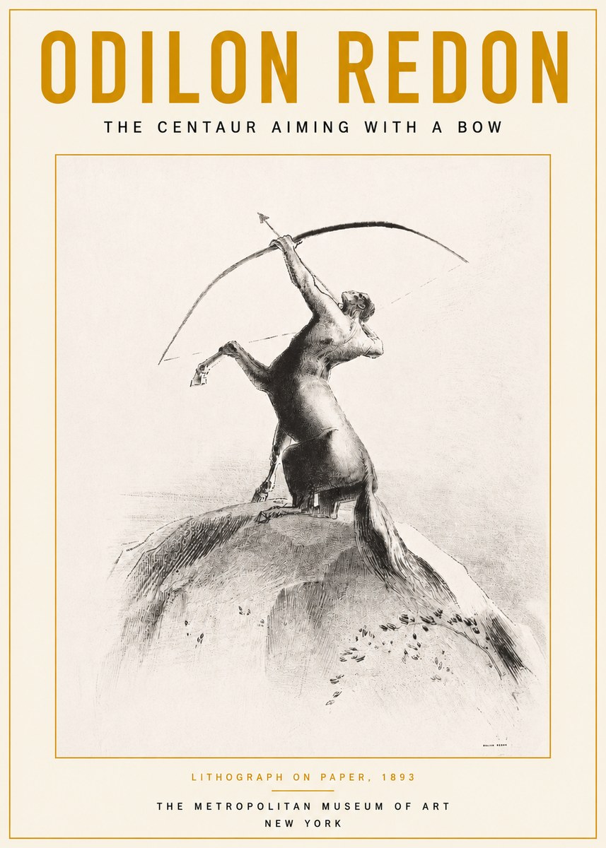 Odilon Redon The Centaur Aiming with a Bow No3 - Affiche