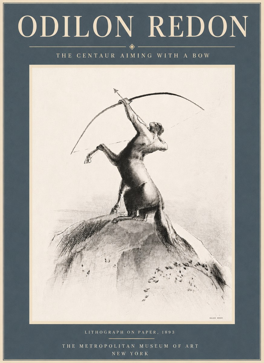 Odilon Redon The Centaur Aiming with a Bow No6 - Affiche