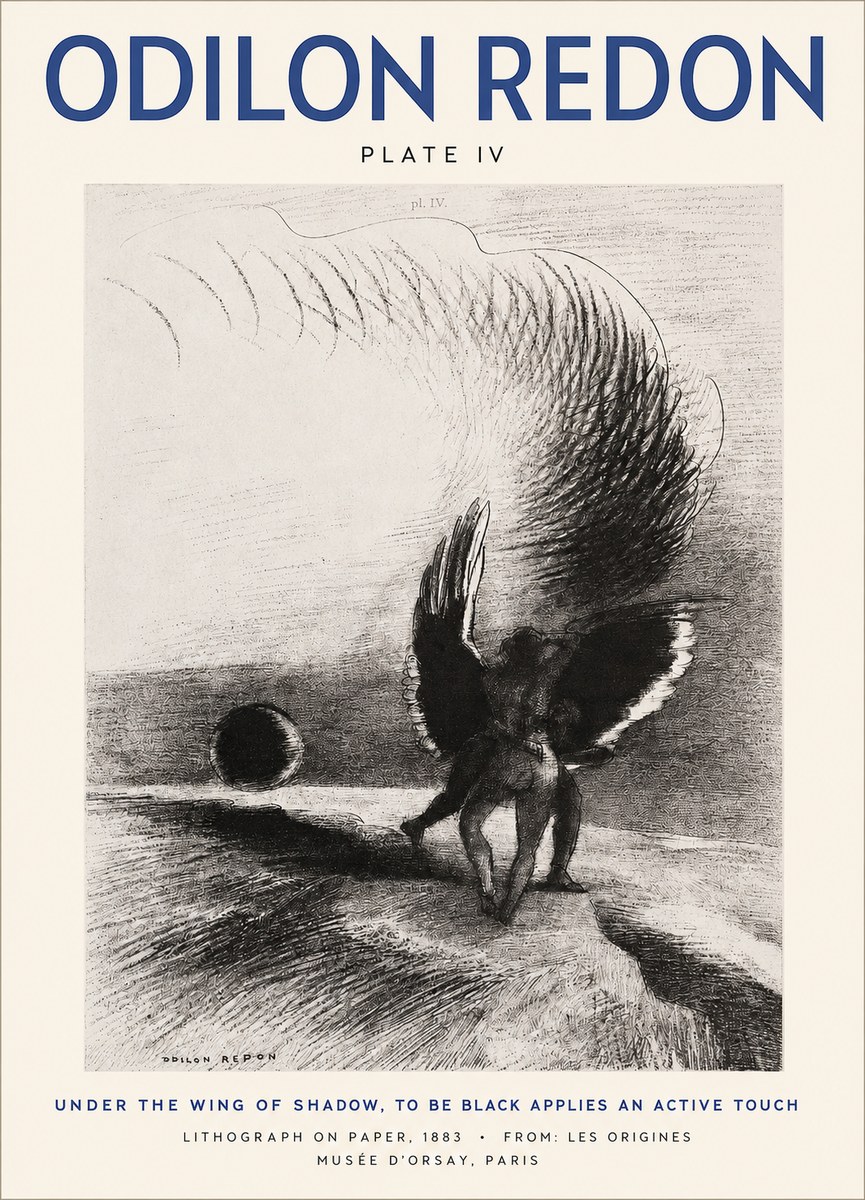 Odilon Redon Sous L'aile D'ombre L'être Noir Appliquait Une Active Morsure Plate Iv No2 - Affiche