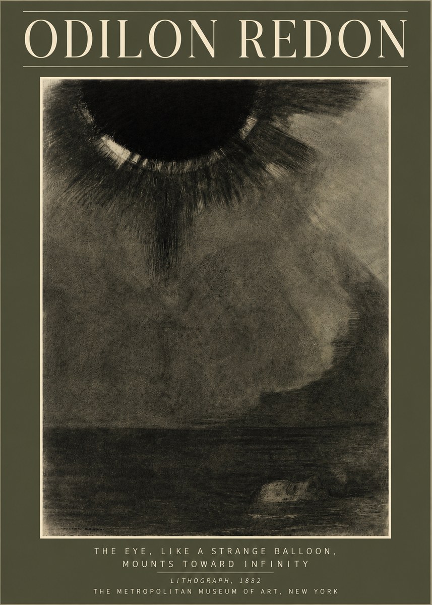 Odilon Redon The Eye, Like a Strange Balloon, Mounts Toward Infinity No4 - Affiche