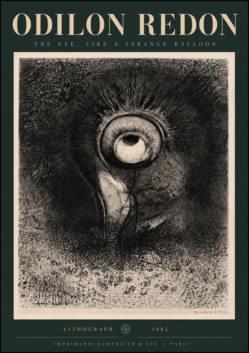 Odilon Redon The Eye, Like a Strange Balloon No5 - Affiche