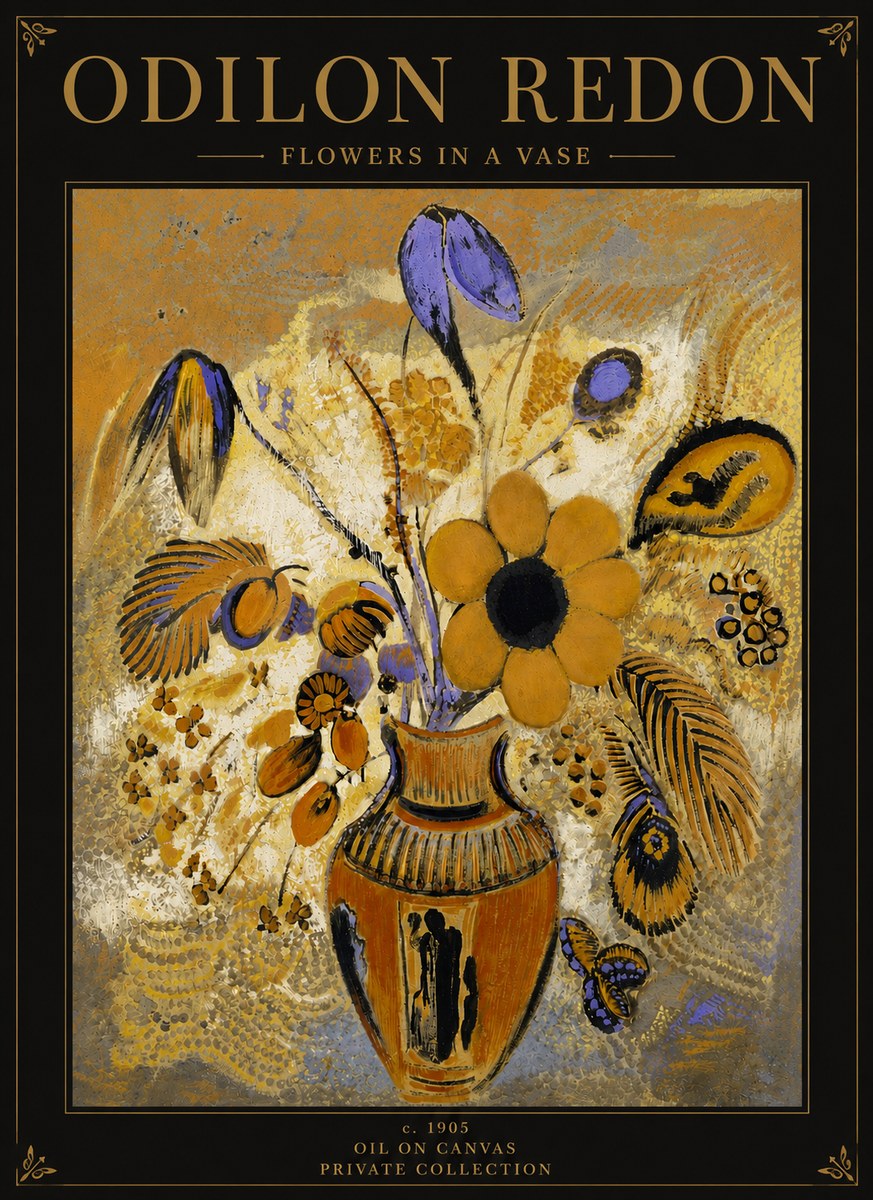 Odilon Redon Flowers in a Vase II No4 - Affiche