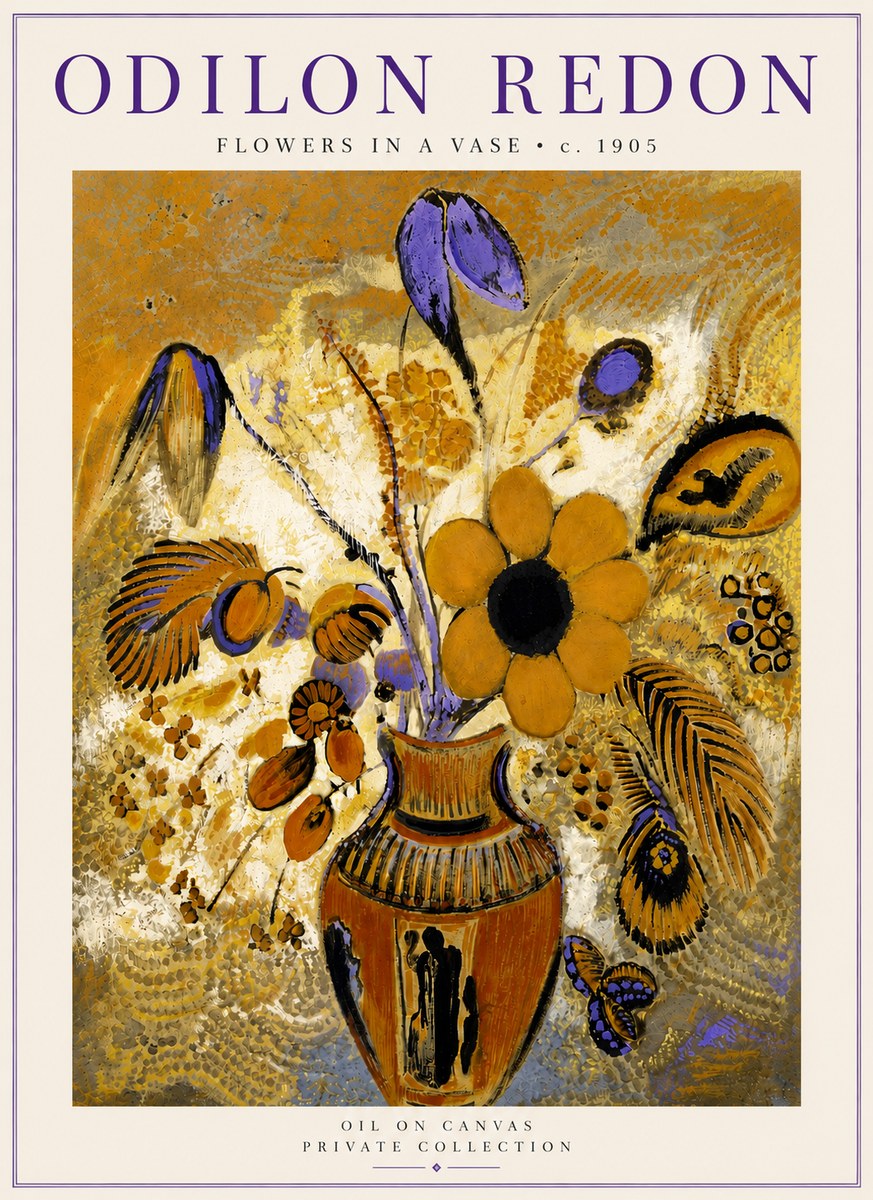 Odilon Redon Flowers in a Vase II No5 - Affiche