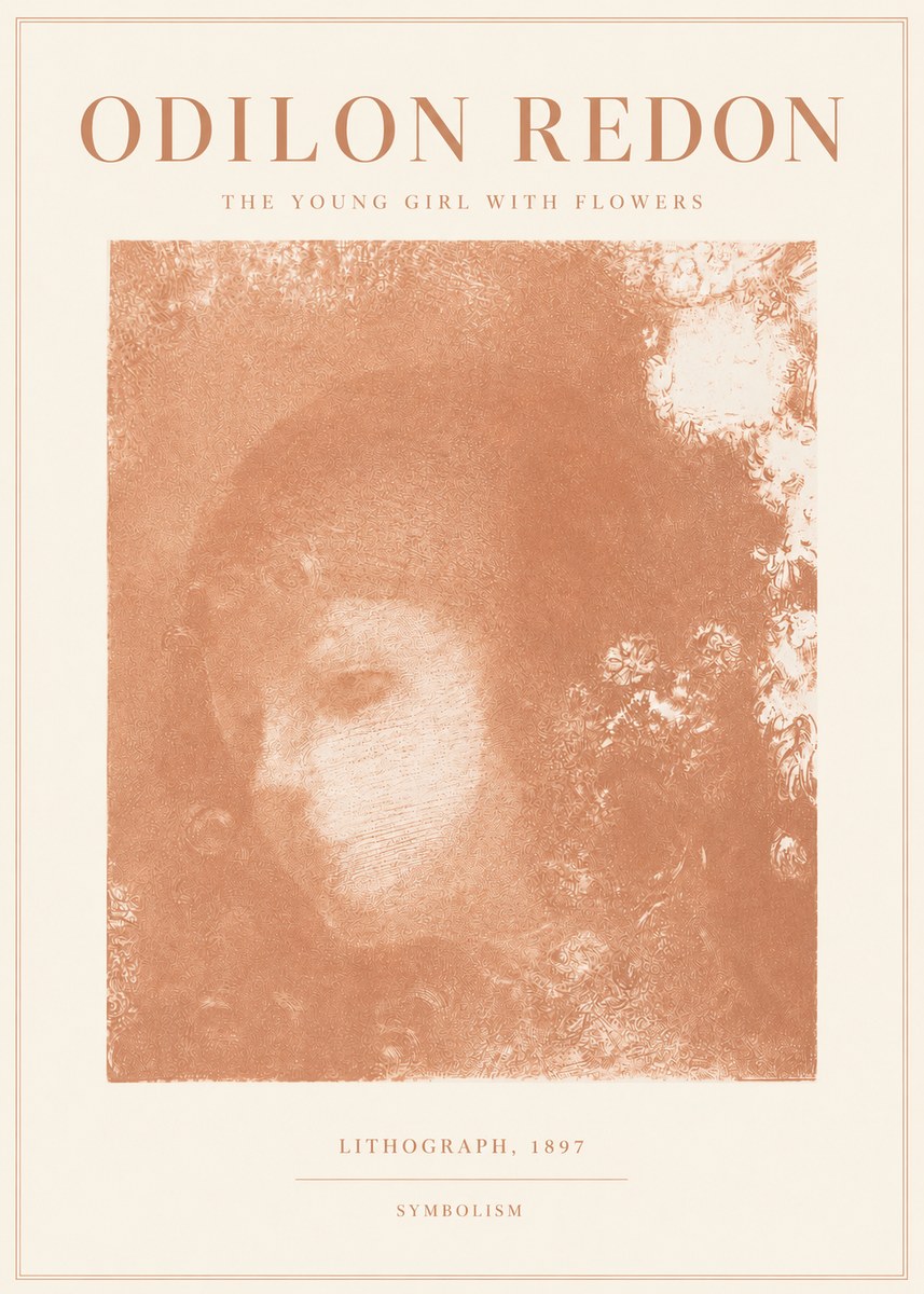 Odilon Redon The Young Girl with Flowers No3 - Affiche