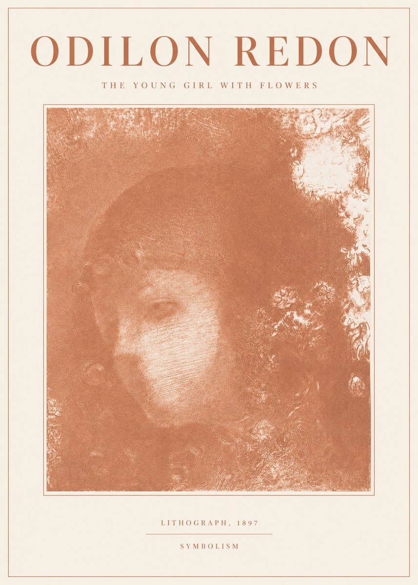 Odilon Redon The Young Girl with Flowers No6 - Affiche