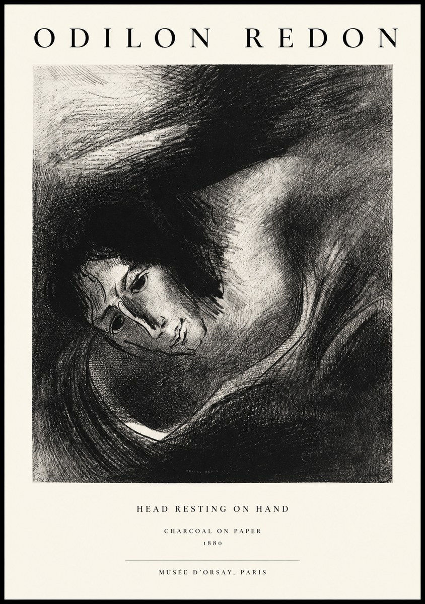 Odilon Redon Head Resting on Hand No1 - Affiche