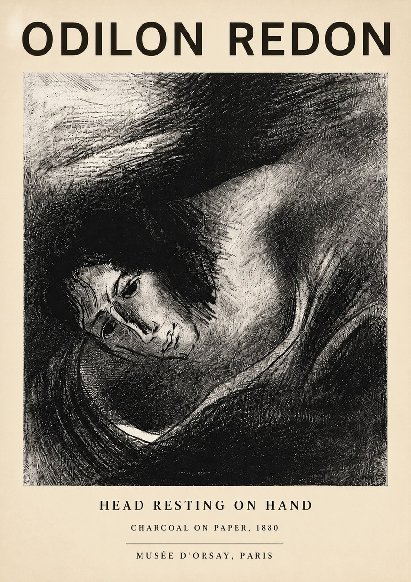 Odilon Redon Head Resting on Hand No5 - Affiche