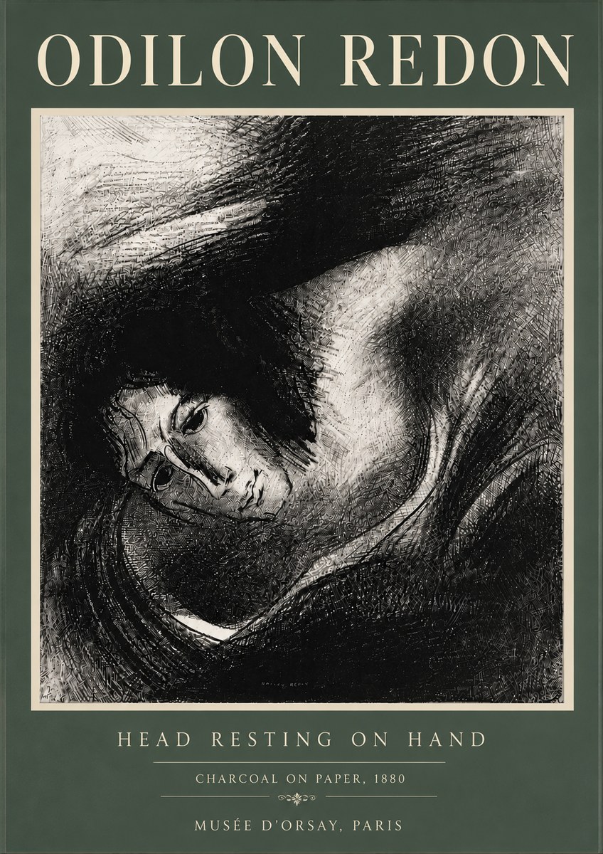 Odilon Redon Head Resting on Hand No6 - Affiche