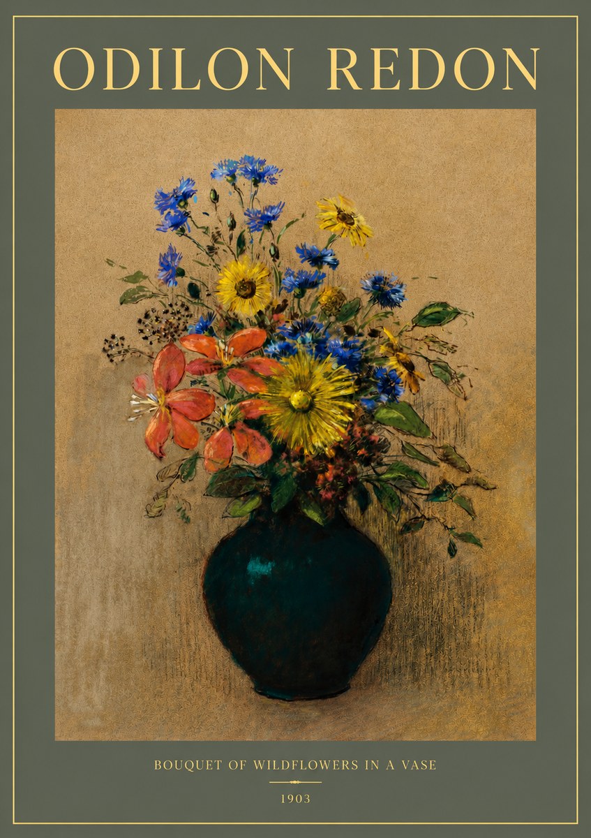 Odilon Redon Bouquet of Wildflowers in a Vase No2 - Affiche