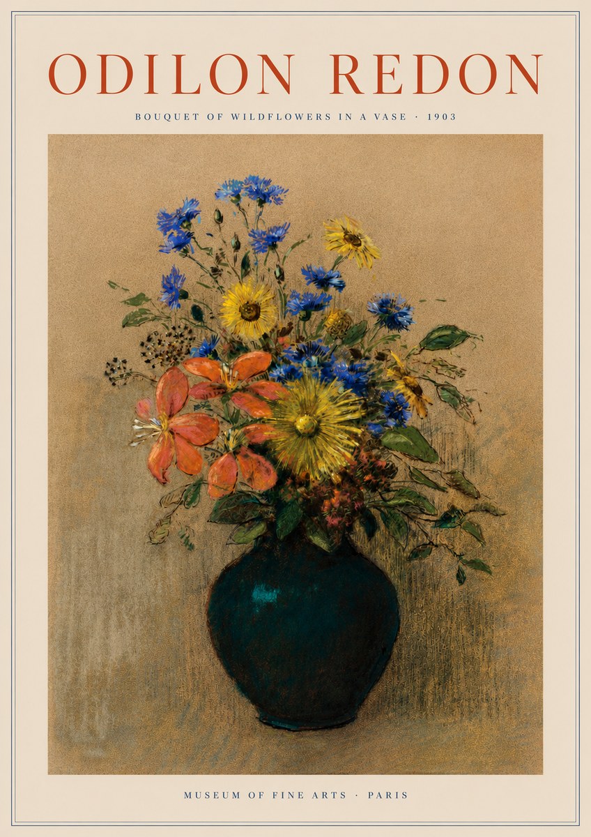 Odilon Redon Bouquet of Wildflowers in a Vase No4 - Affiche