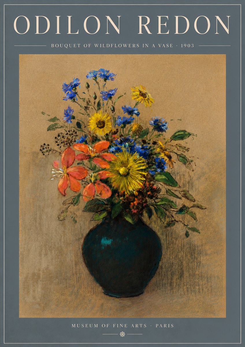 Odilon Redon Bouquet of Wildflowers in a Vase No5 - Affiche