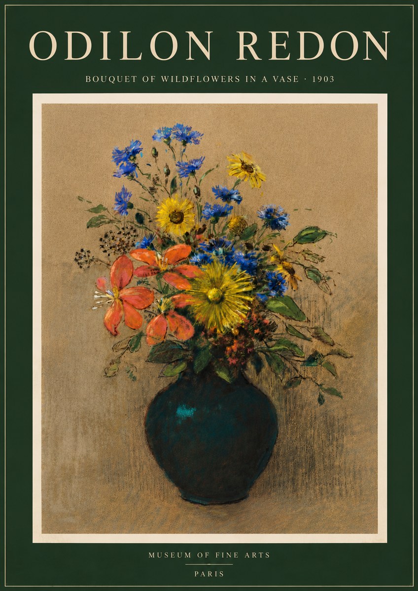 Odilon Redon Bouquet of Wildflowers in a Vase No6 - Affiche