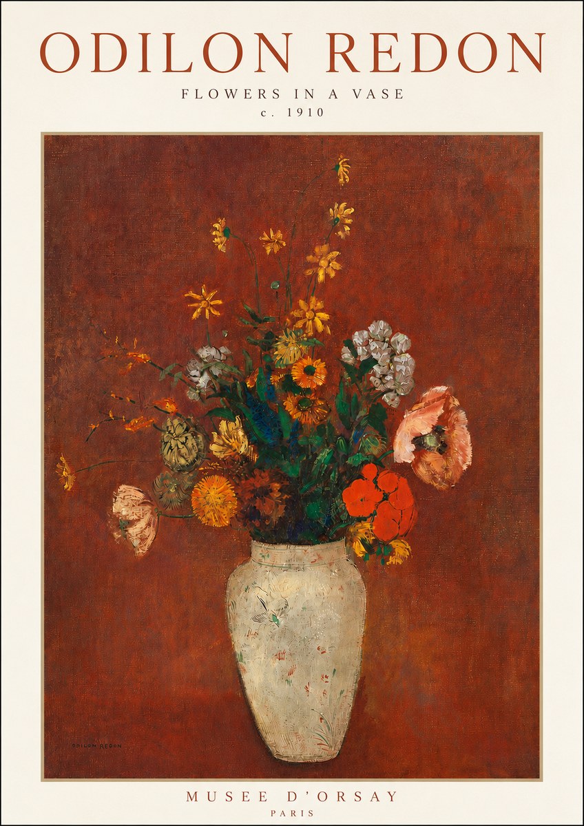 Odilon Redon Flowers in a Vase III No3 - Affiche