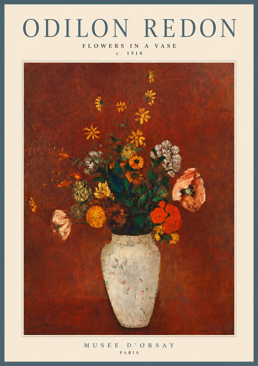 Odilon Redon Flowers in a Vase III No4 - Affiche