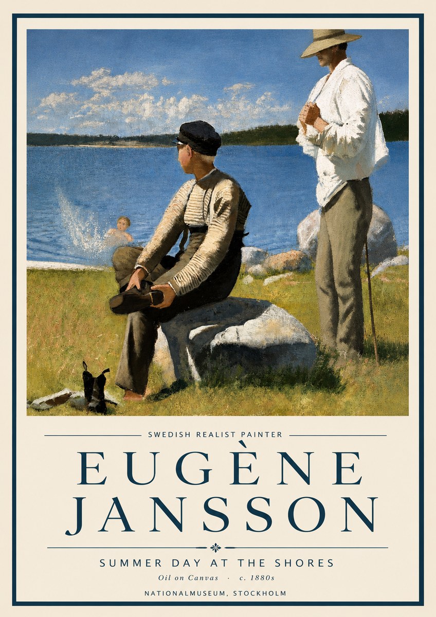 Eugène Jansson Summer Day at the Shores No4 - Affiche