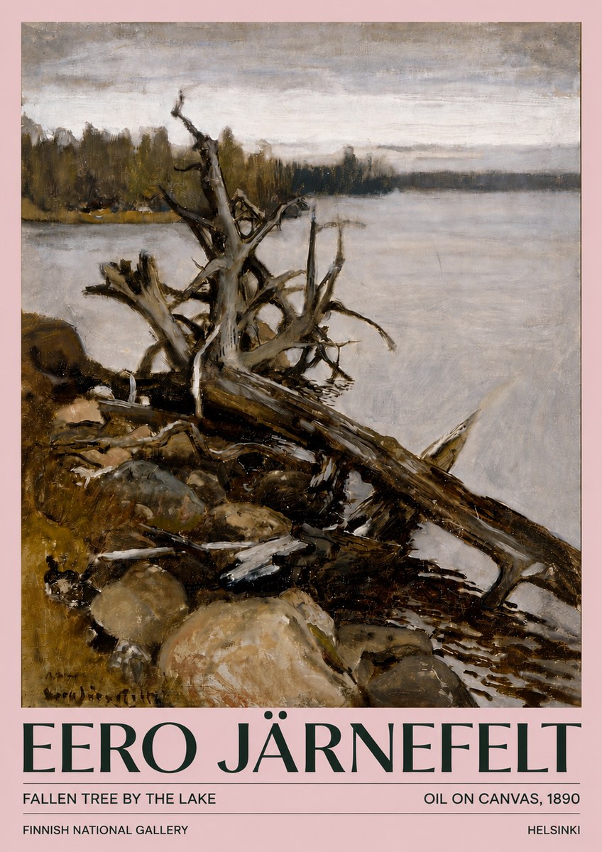 Eero Järnefelt Fallen Tree by the Lake No4 - Affiche