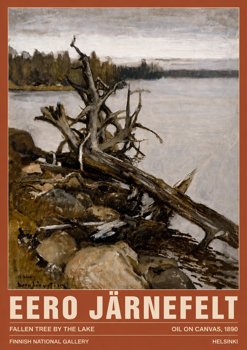 Eero Järnefelt Fallen Tree by the Lake No5 - Affiche
