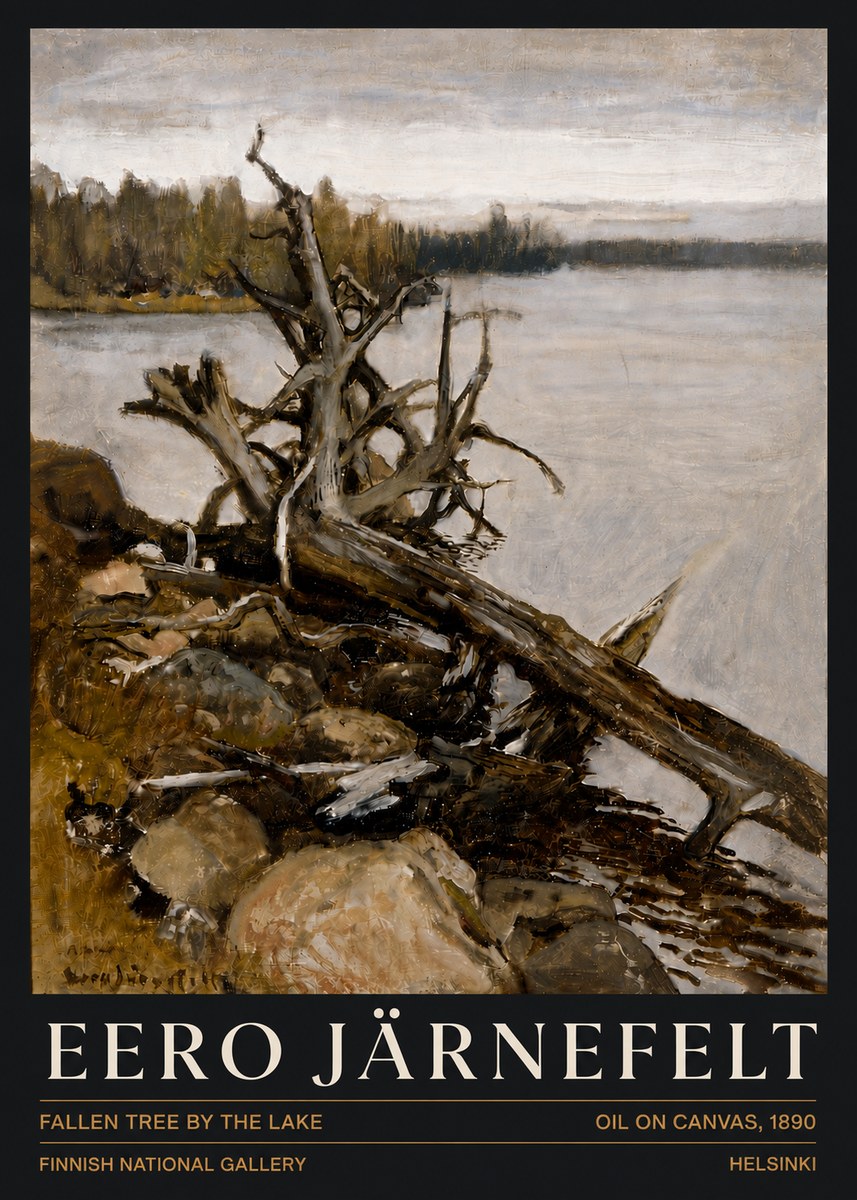 Eero Järnefelt Fallen Tree by the Lake No6 - Affiche