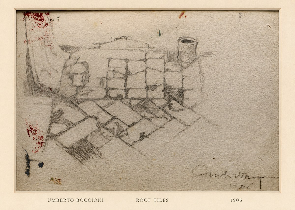 Umberto Boccioni Roof Tiles No6 - Affiche