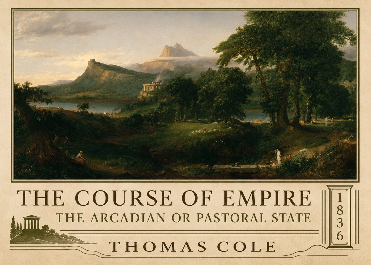 Thomas Cole The Course of Empire - the Arcadian or Pastoral State No2 - Affiche