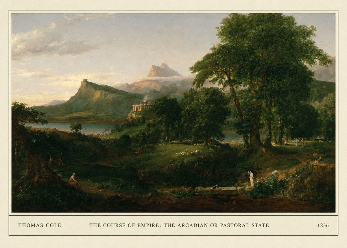 Thomas Cole The Course of Empire - the Arcadian or Pastoral State No5 - Affiche