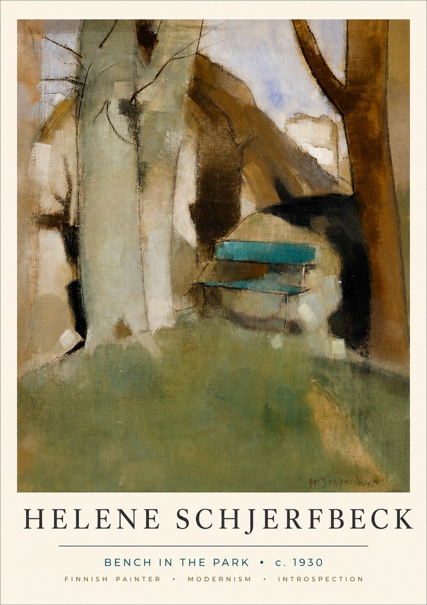 Helene Schjerfbeck Bench in the Park No4 - Affiche