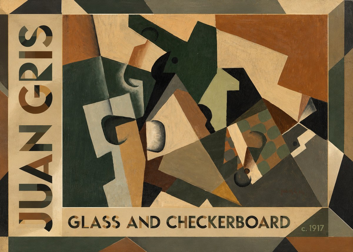 Juan Gris Glass and Checkerboard No1 - Affiche