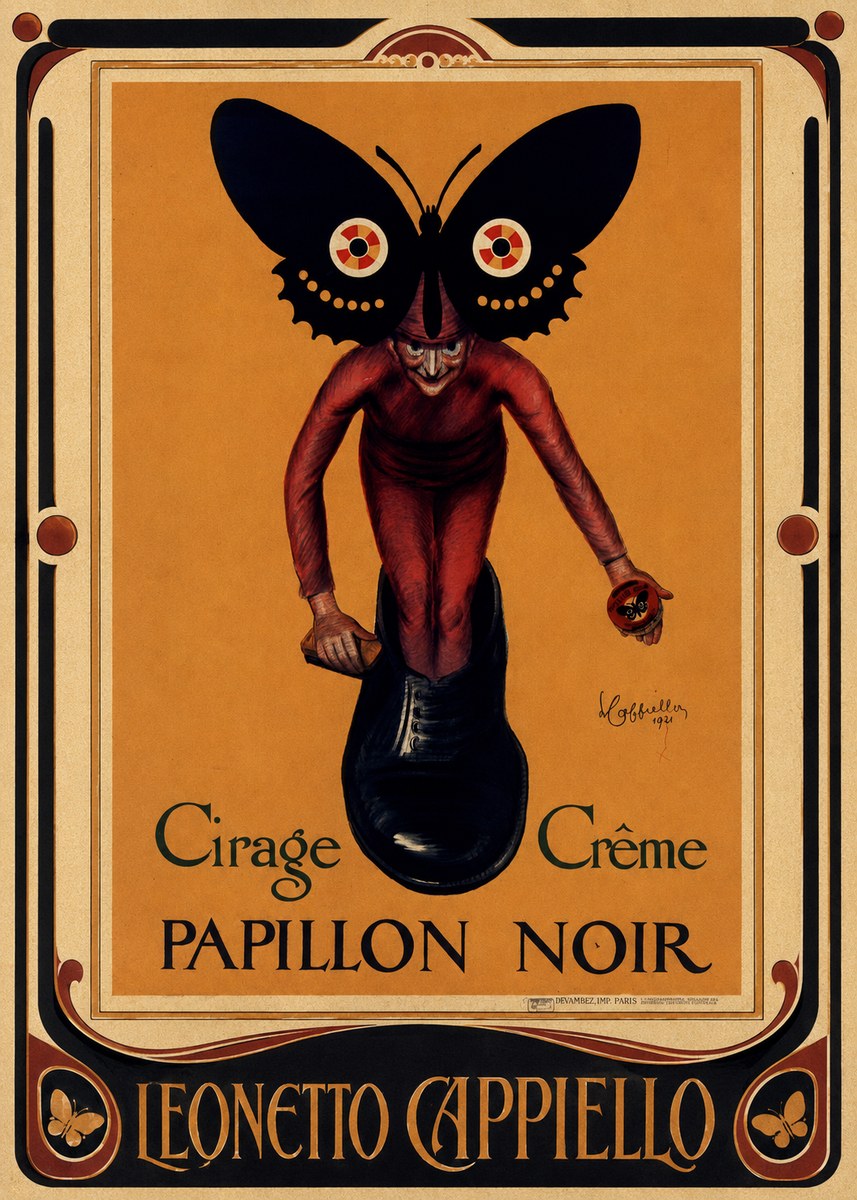 Leonetto Cappiello Cirage Crème Papillon Noir No1 - Affiche
