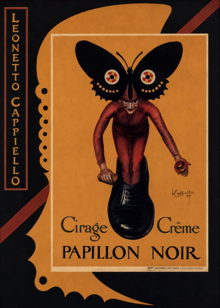 Leonetto Cappiello Cirage Crème Papillon Noir No2 - Affiche