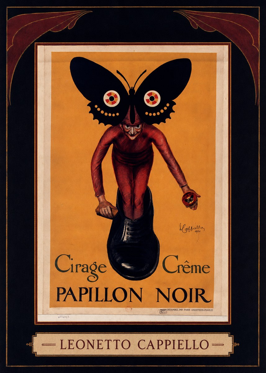 Leonetto Cappiello Cirage Crème Papillon Noir No4 - Affiche