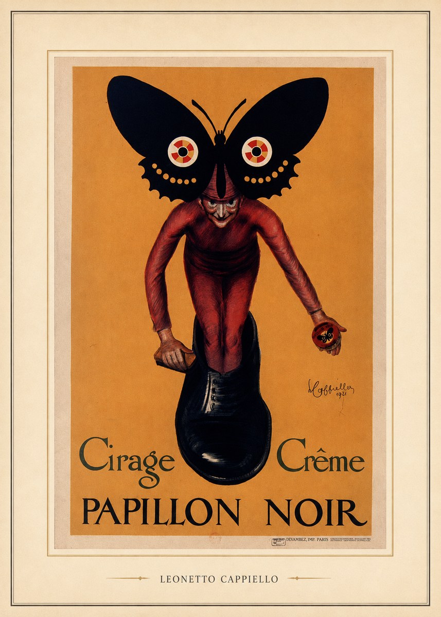 Leonetto Cappiello Cirage Crème Papillon Noir No5 - Affiche