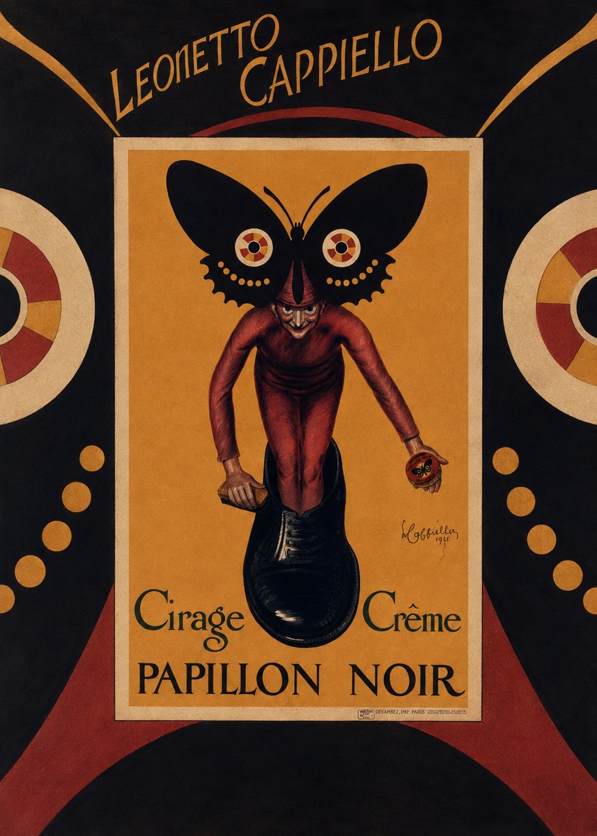 Leonetto Cappiello Cirage Crème Papillon Noir No6 - Affiche