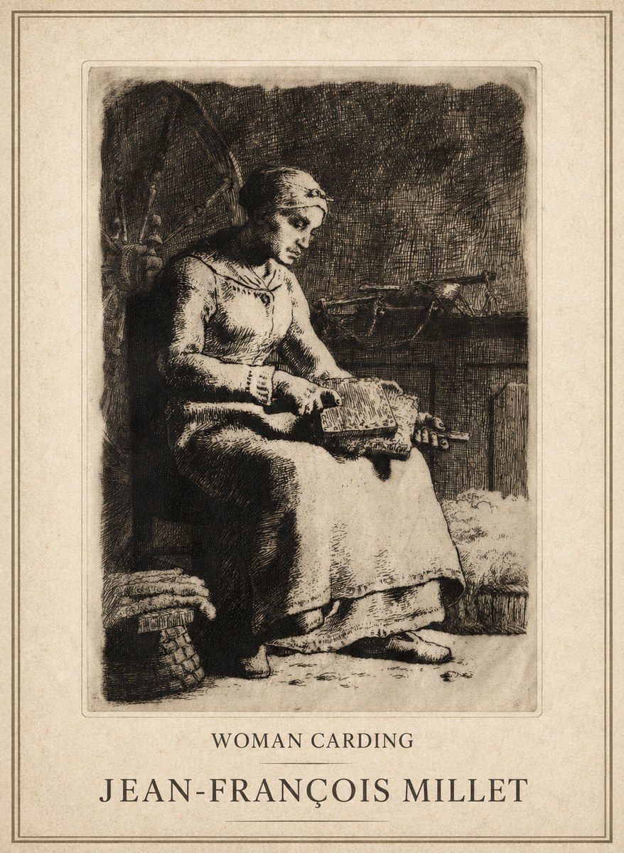 Jean-François Millet Woman Carding No1 - Affiche