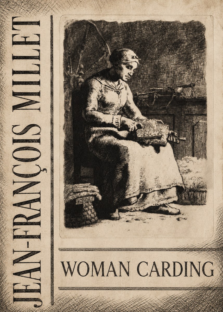 Jean-François Millet Woman Carding No4 - Affiche