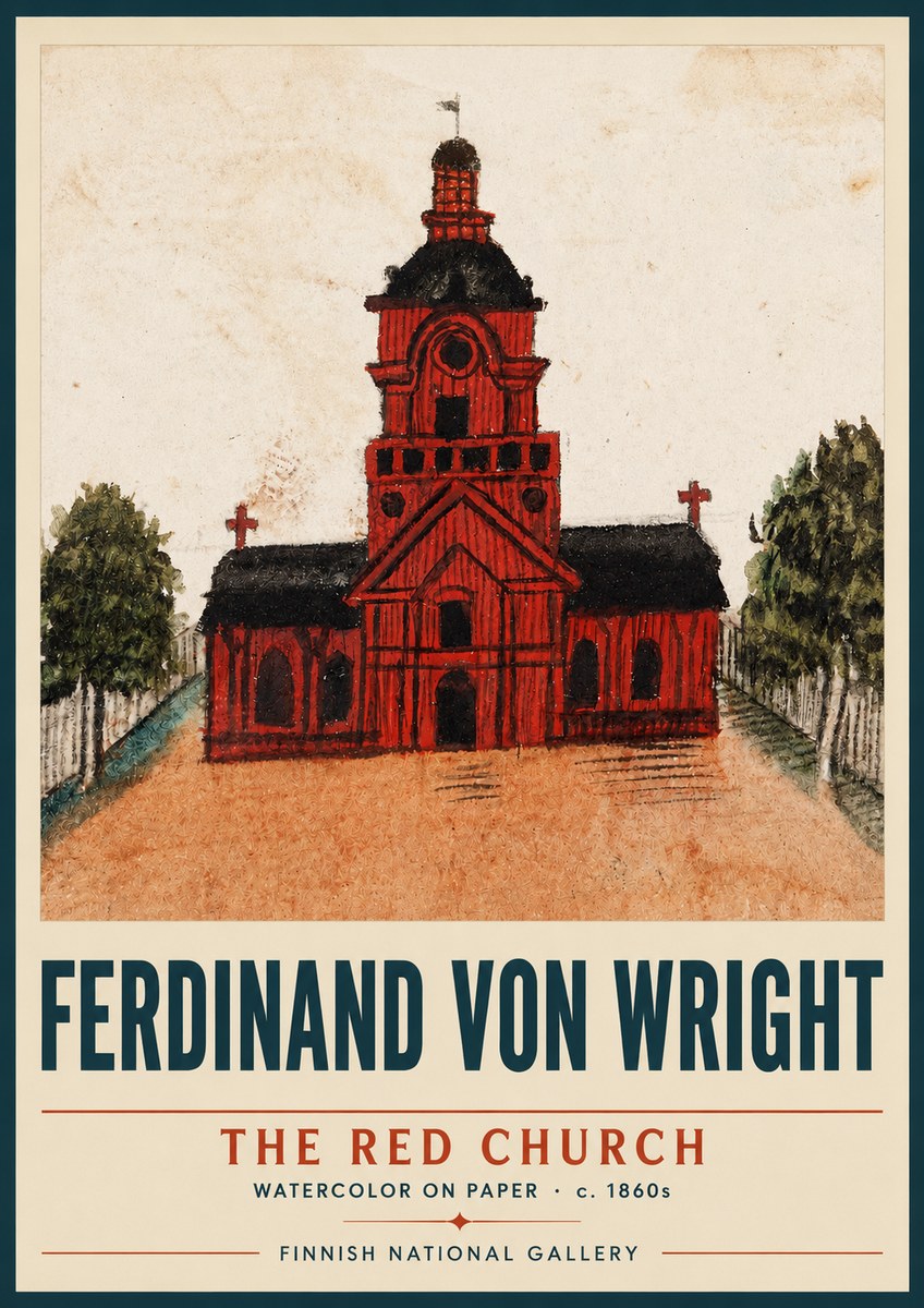 Ferdinand von Wright The Red Church No3 - Affiche
