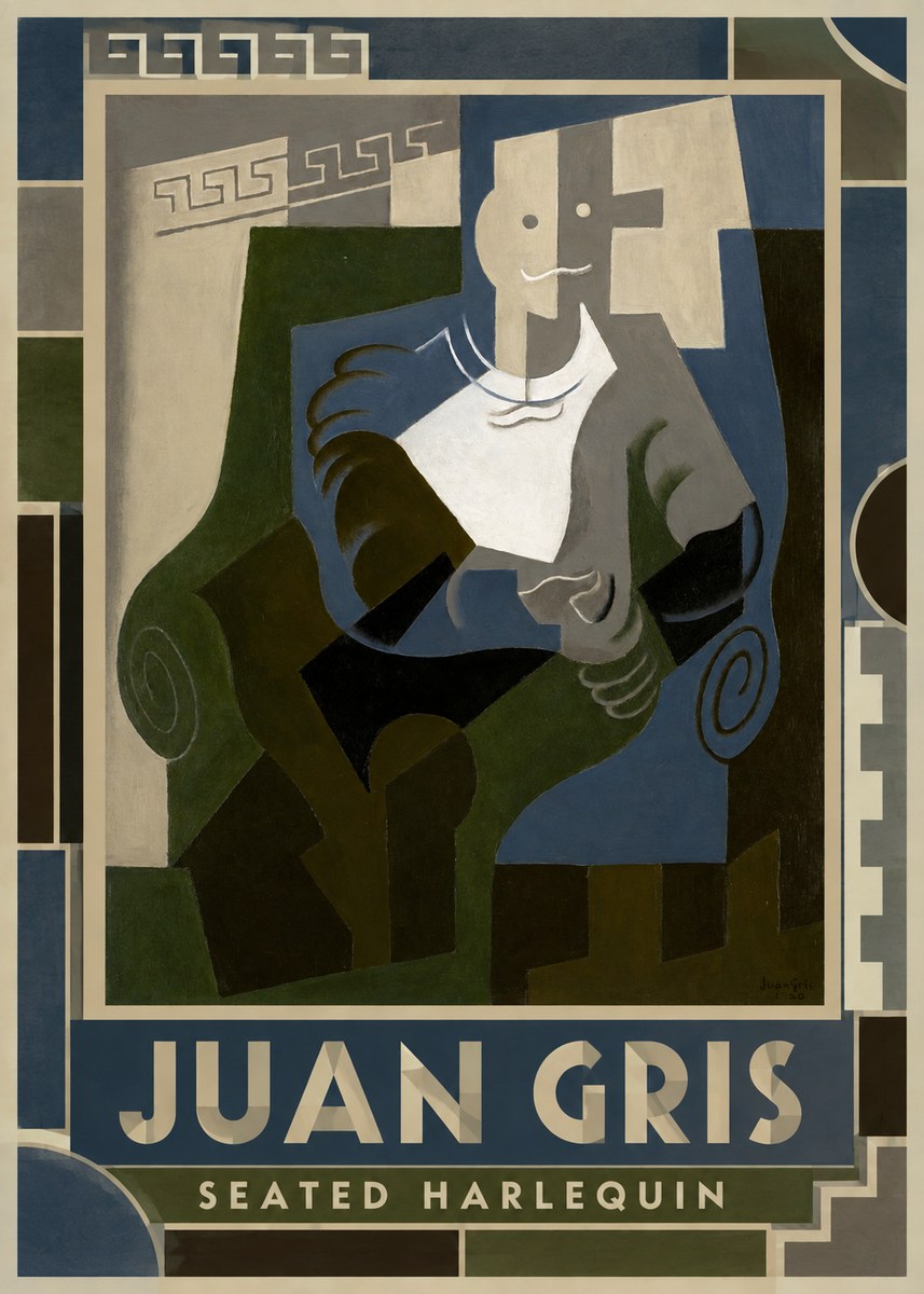 Juan Gris Seated Harlequin No1 - Affiche