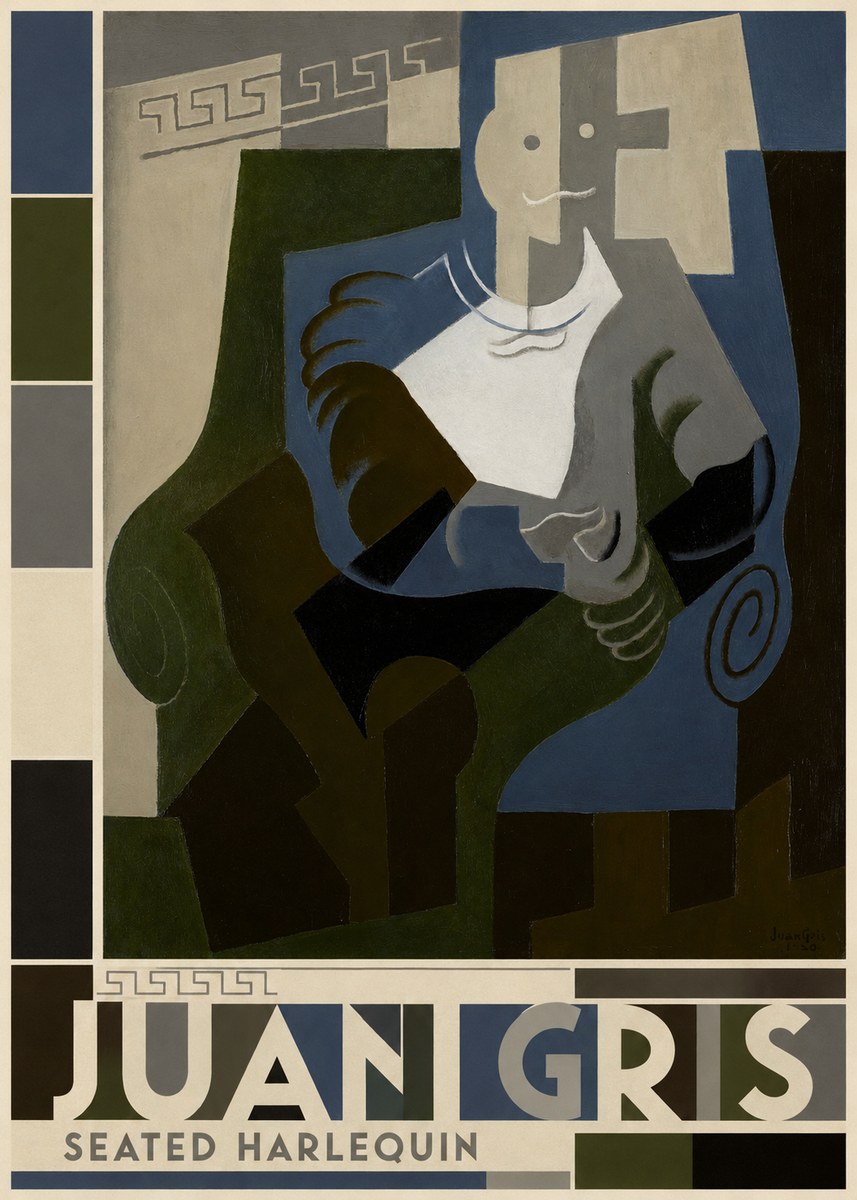 Juan Gris Seated Harlequin No4 - Affiche